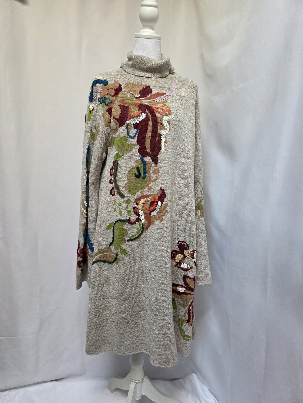 Knitted & Knotted Anthropologie Embroidered Petals Sweater Dress L
